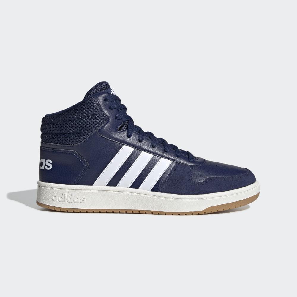 Adidasi Baschet Adidas Hoops 2.0 Mid Barbati Romania - Albastri Inchis/Albi EE7384